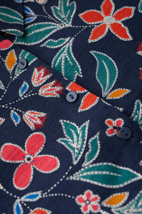 SEASALT's Windflower Dress in Stitched Clematis Maritime, fabric close up