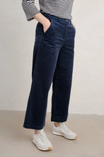 SEASALT's Asphodel Trousers in Maritime, corded trousers with straight leg and flare