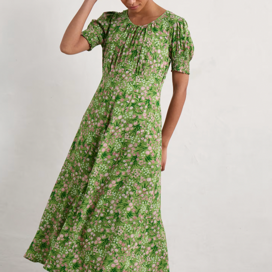 SEASALT's Marsh Empire Line Dress in Campion Field Dill