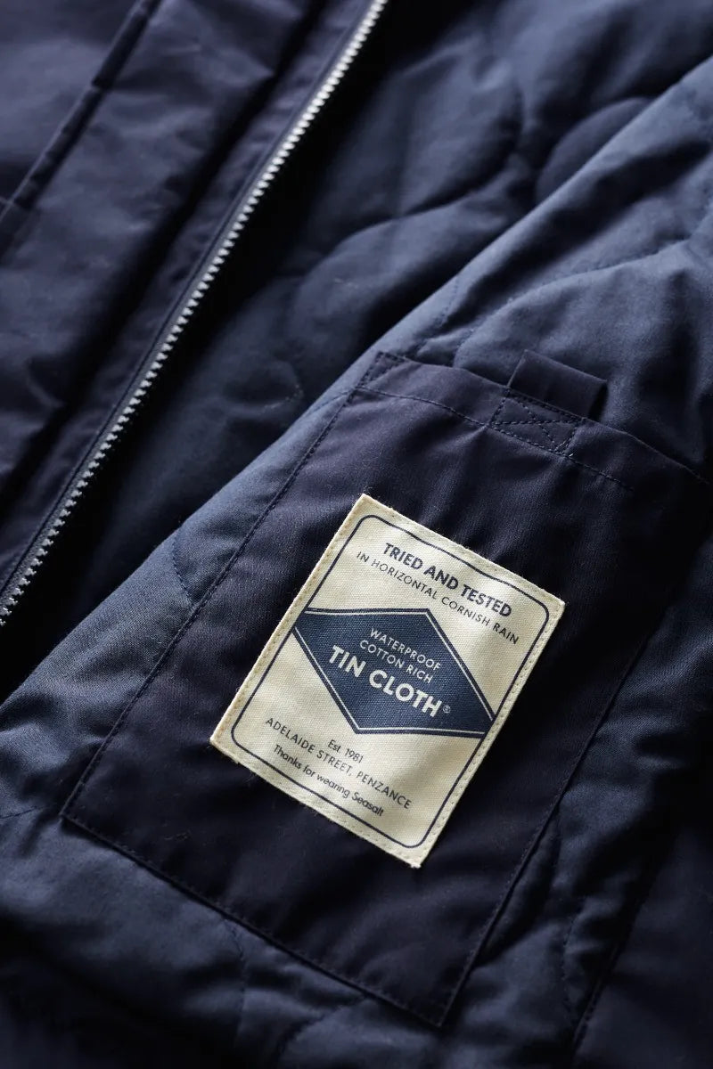 SEASALT's Forecastle Jacket in Dark Night, tried and tested in horizontal cornish rain: waterproof tested