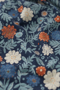 Seasalt print for dress in blue and orange floral.
