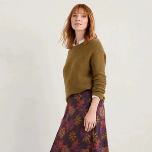 SEASALT's Fruity Jumper in Waxed Canvas, ladies sweater styled with printed skirt