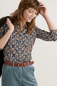 SEASALT's Larissa Shirt in Floral Stamp Maritime
