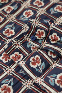 SEASALT's Larissa Shirt in Floral Stamp Maritime, fabric close up
