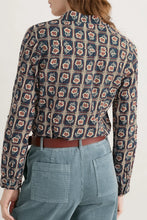 SEASALT's Larissa Shirt in Floral Stamp Maritime, back view