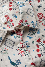 SEASALT's Larissa Shirt in Tapestry Forest Aran, neckline and button detail