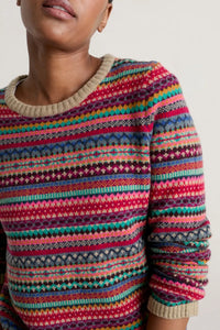 SEASALT's Percella Cove Jumper in Star Jasmine Bisque Mix, fairisle sweater close up