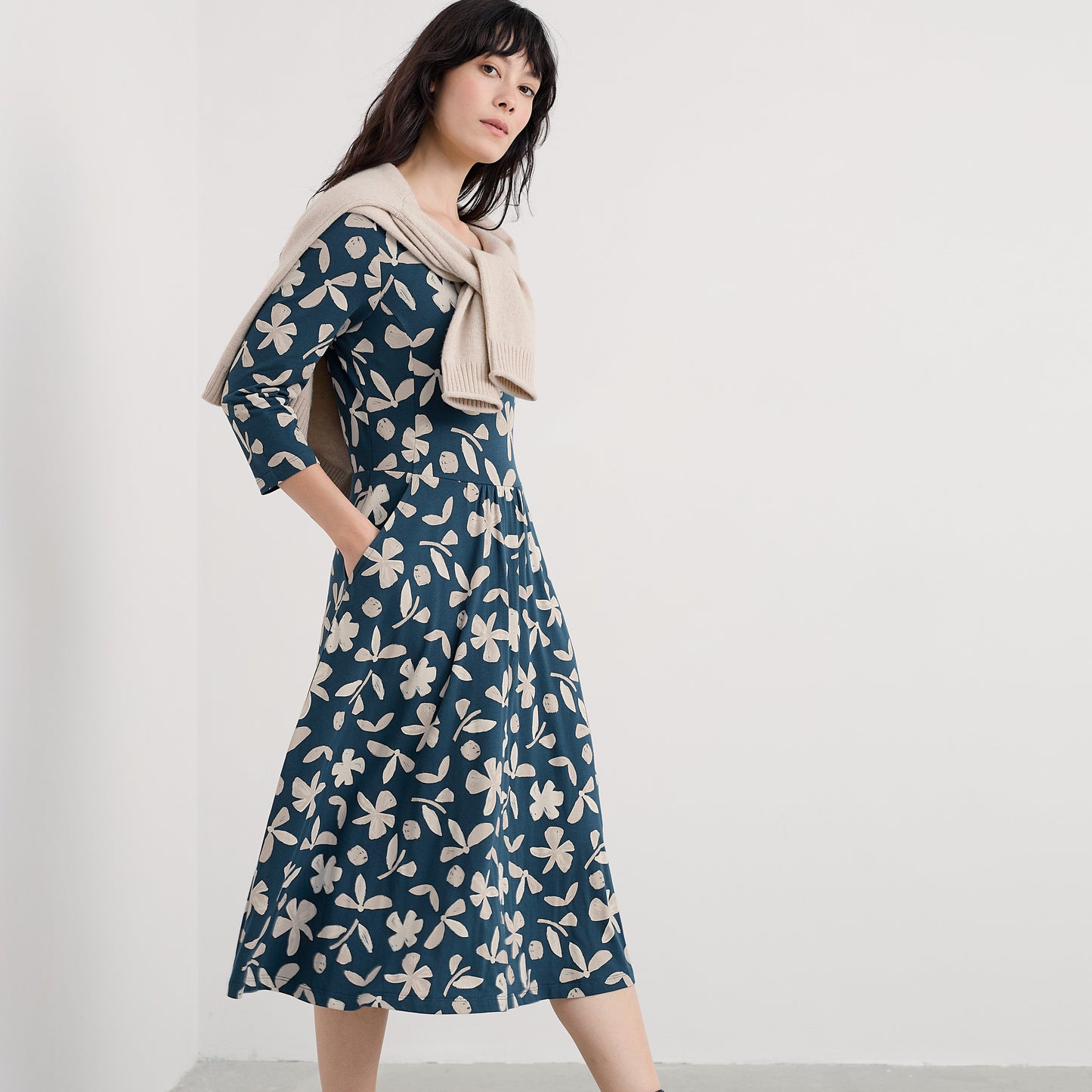Seasalt Cornwall April Dress in Dark Luger Organic cotton