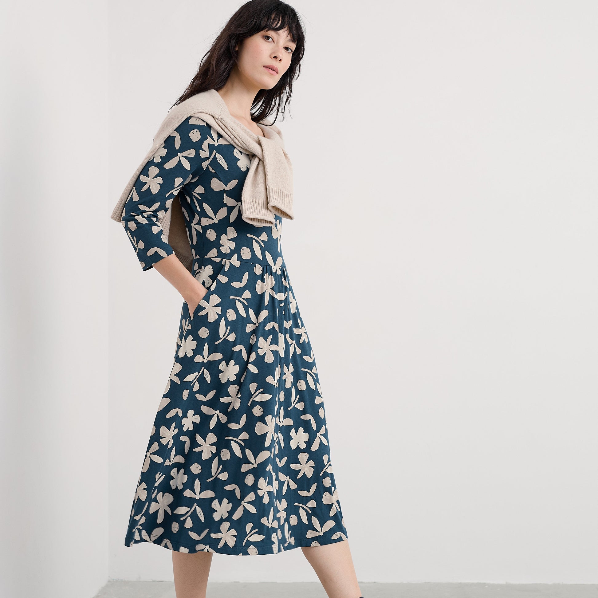 Seasalt Cornwall April Dress in Dark Luger Organic cotton