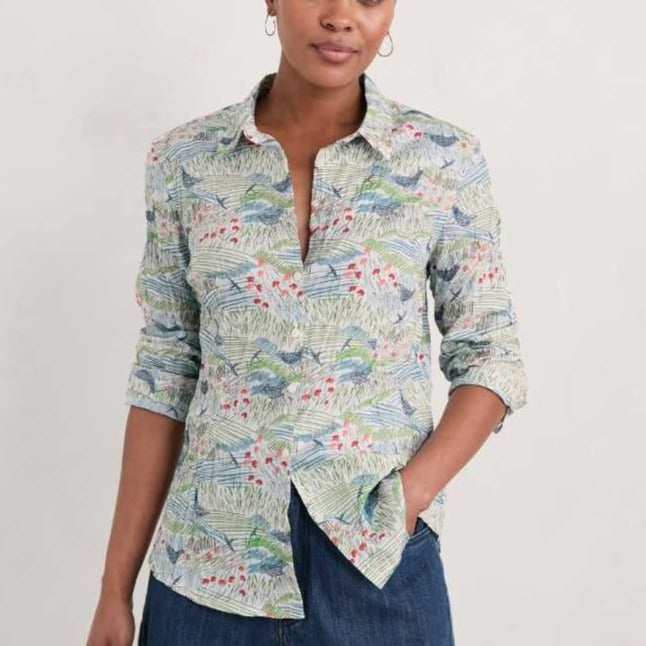 SEASALT's Larissa Shirt in Meadow Birds Chalk