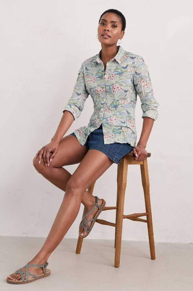 SEASALT's Larissa Shirt in Meadow Birds Chalk for women