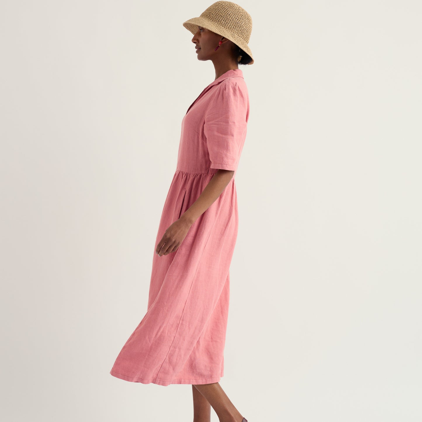 Seasalt Australia classic women's simmer dress in linen - soft pink. 
