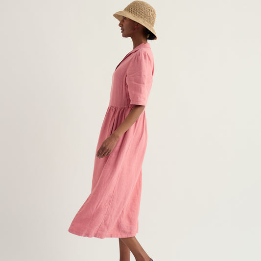 Seasalt Australia classic women's simmer dress in linen - soft pink. 