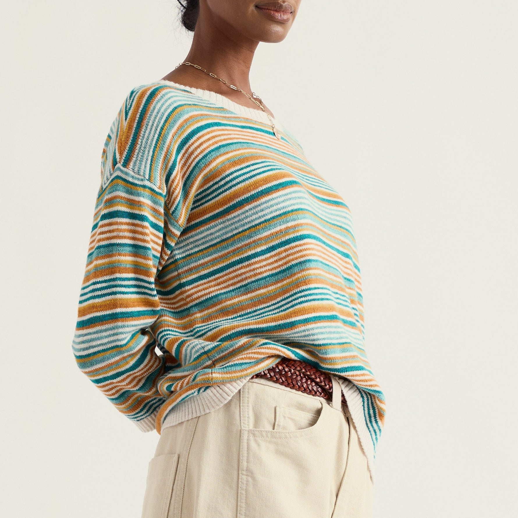 Seasalt Jumper with blue green yellow stripes