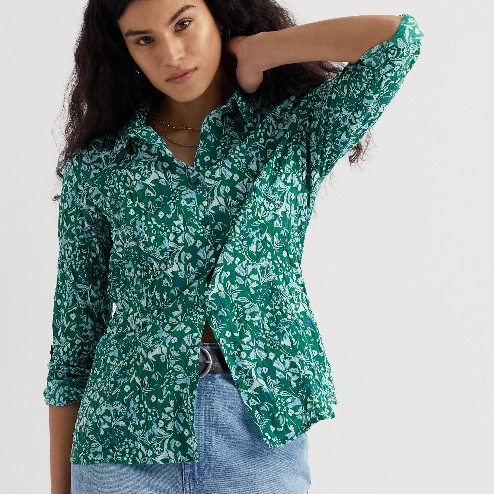 Seasalt Larissa Shirt Woodland Floral Dark Stem