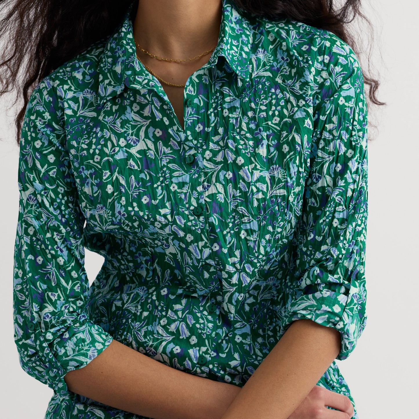 Seasalt Cornwall Pure Cotton Larissa Shirt Blue Green Floral Pattern