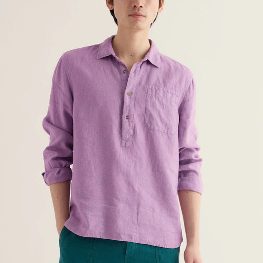 Seasalt Cornwall Men's Linen Shirt in Lilac