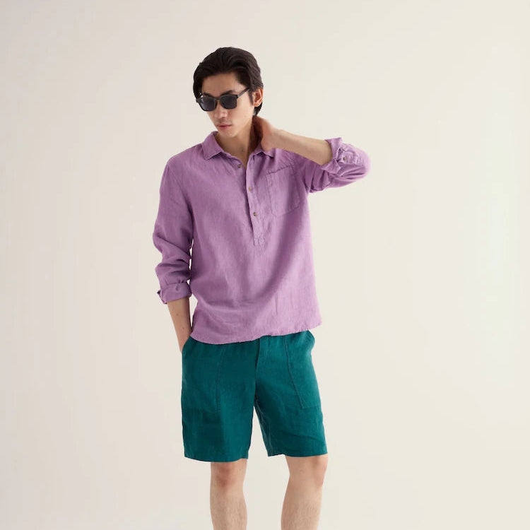Seasalt Men's clothing. Linen shirt Artists in Lilac