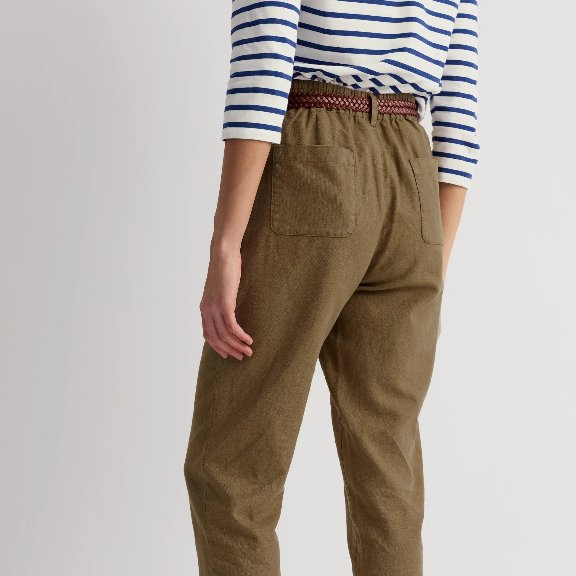 Seasalt Cornwall linen and cotton blen summer pants for women in tan