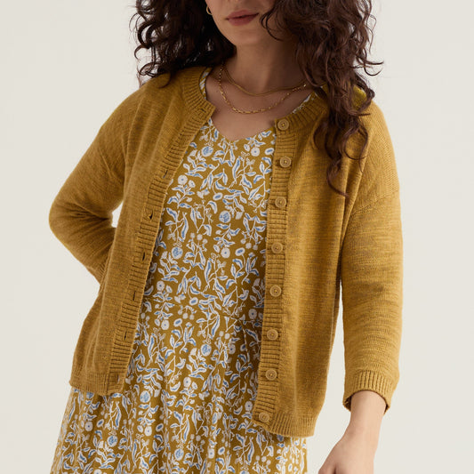 Seasalt Cotton Linen Cardigan Mustard