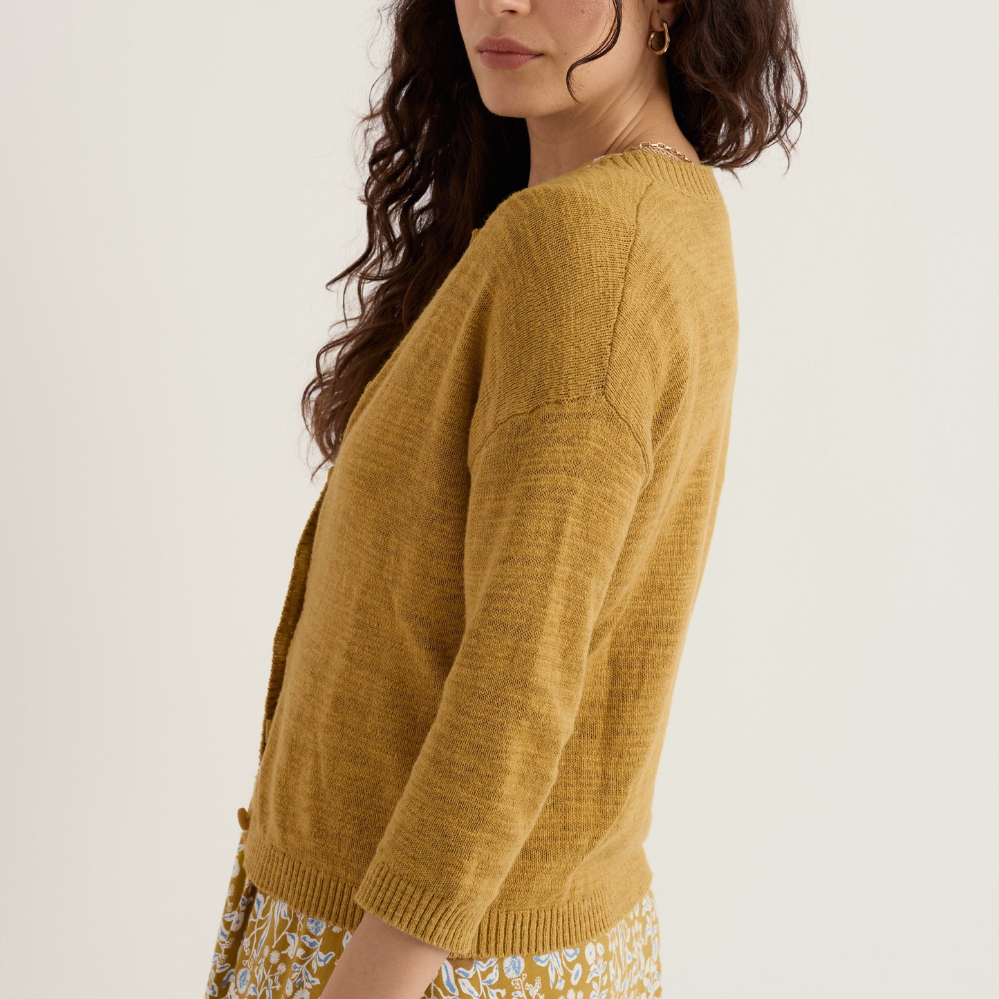 Seasalt Cornwall Cotton Linen Blend Buttoned Cardigan Yellow