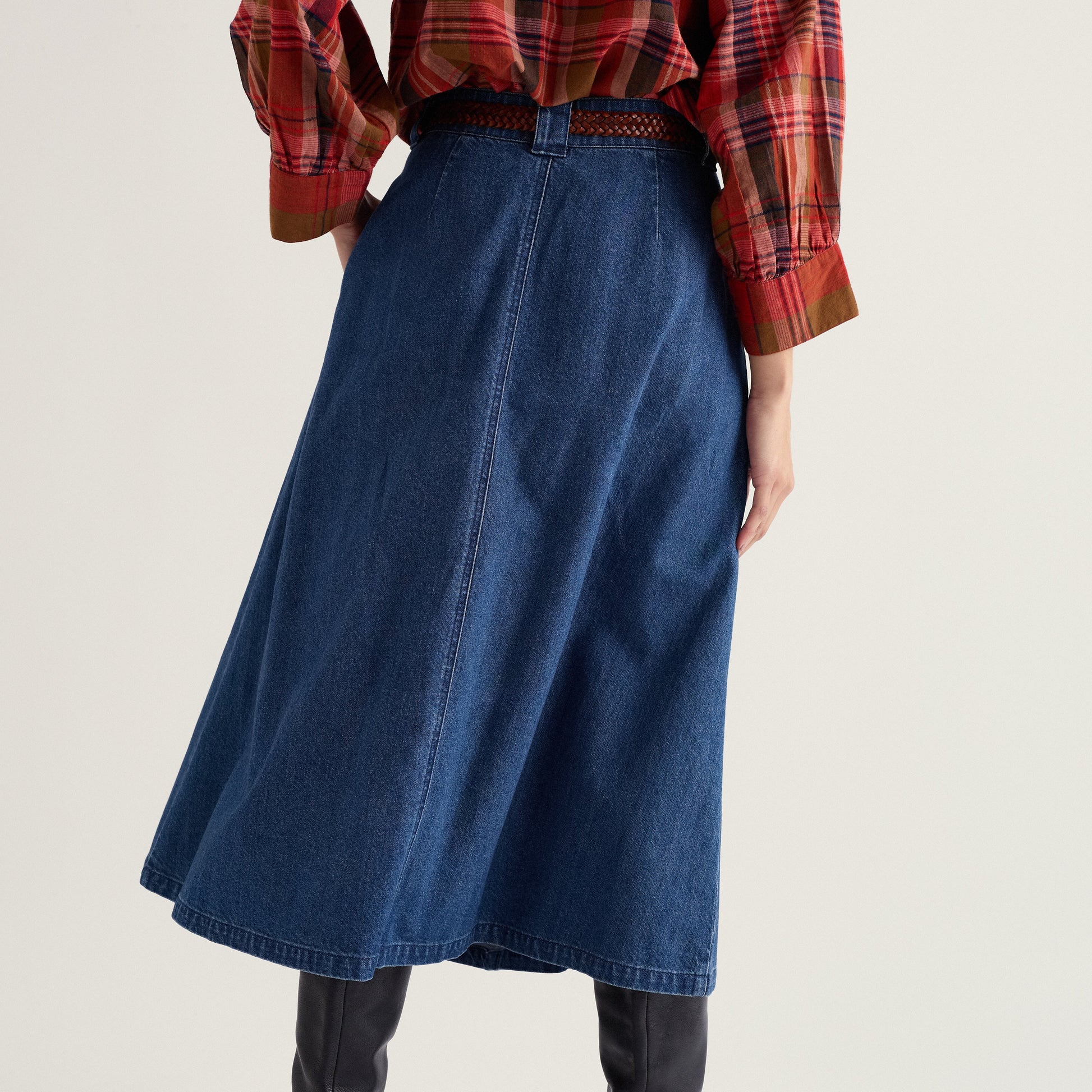 Seasalt Midi denim skirt in Mid Wash