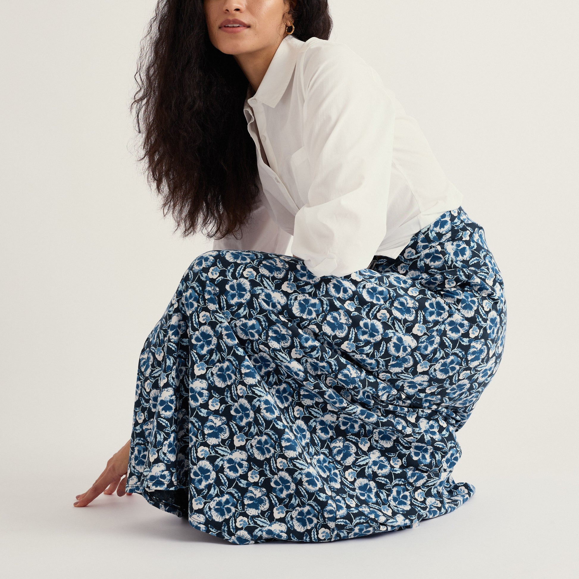 Seasalt Cotton Rose Skirt Spring Pansy Maritime