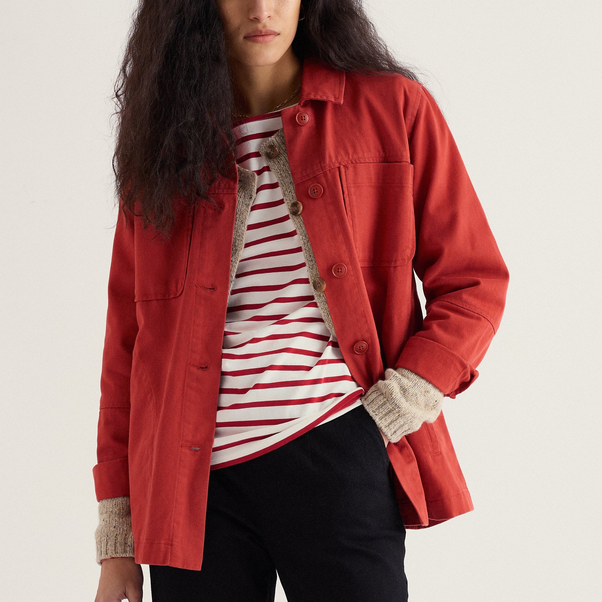 Seasalt Breton organic cotton shirt in red