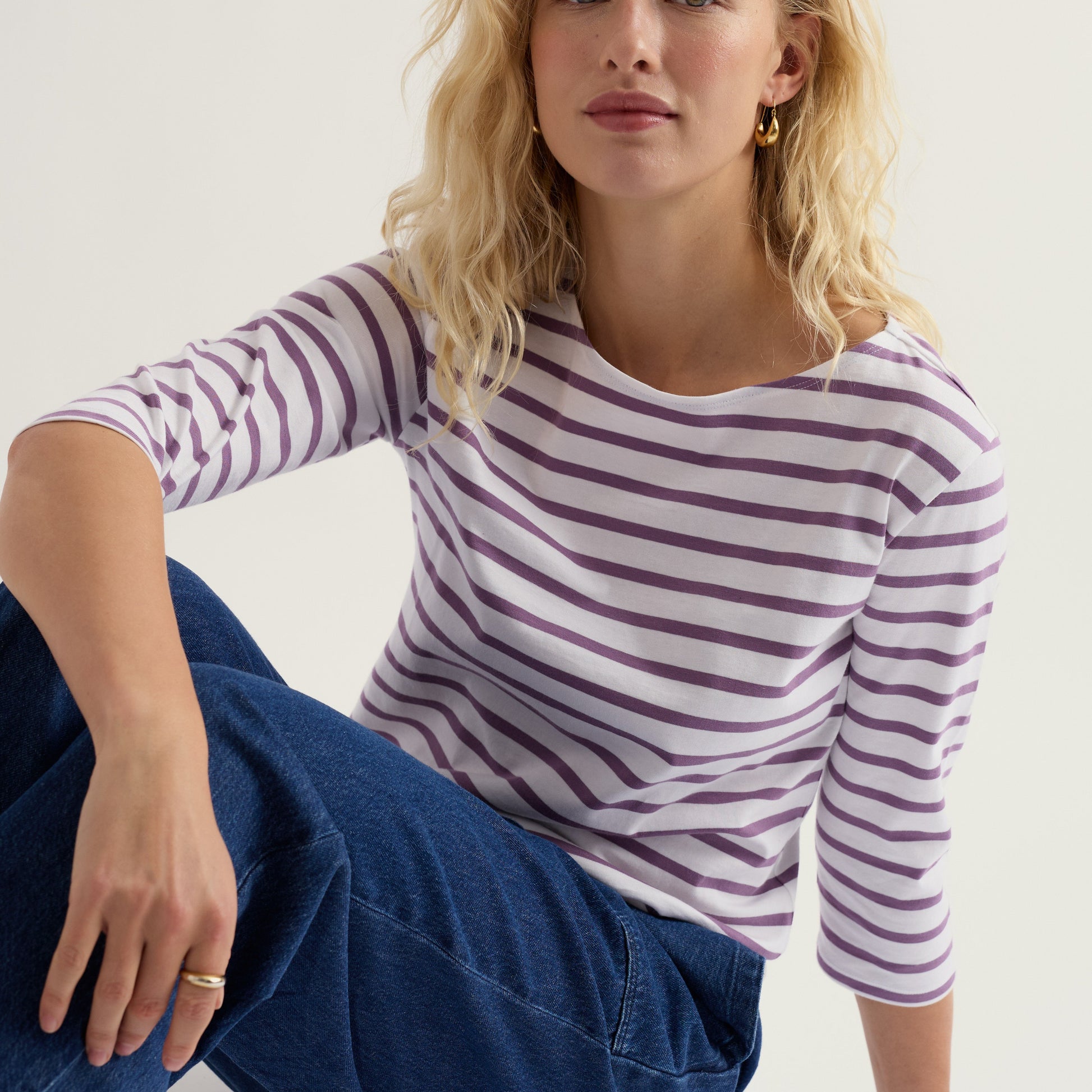 Seasalt Cotton Breton Sailor Top Verbena Stripes