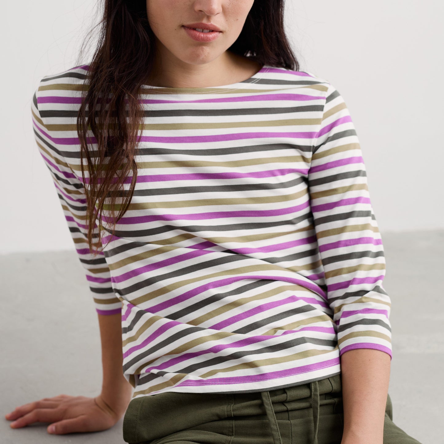 Seasalt Cornwall Organic Cotton Long Sleeved T-shirt with Stripes