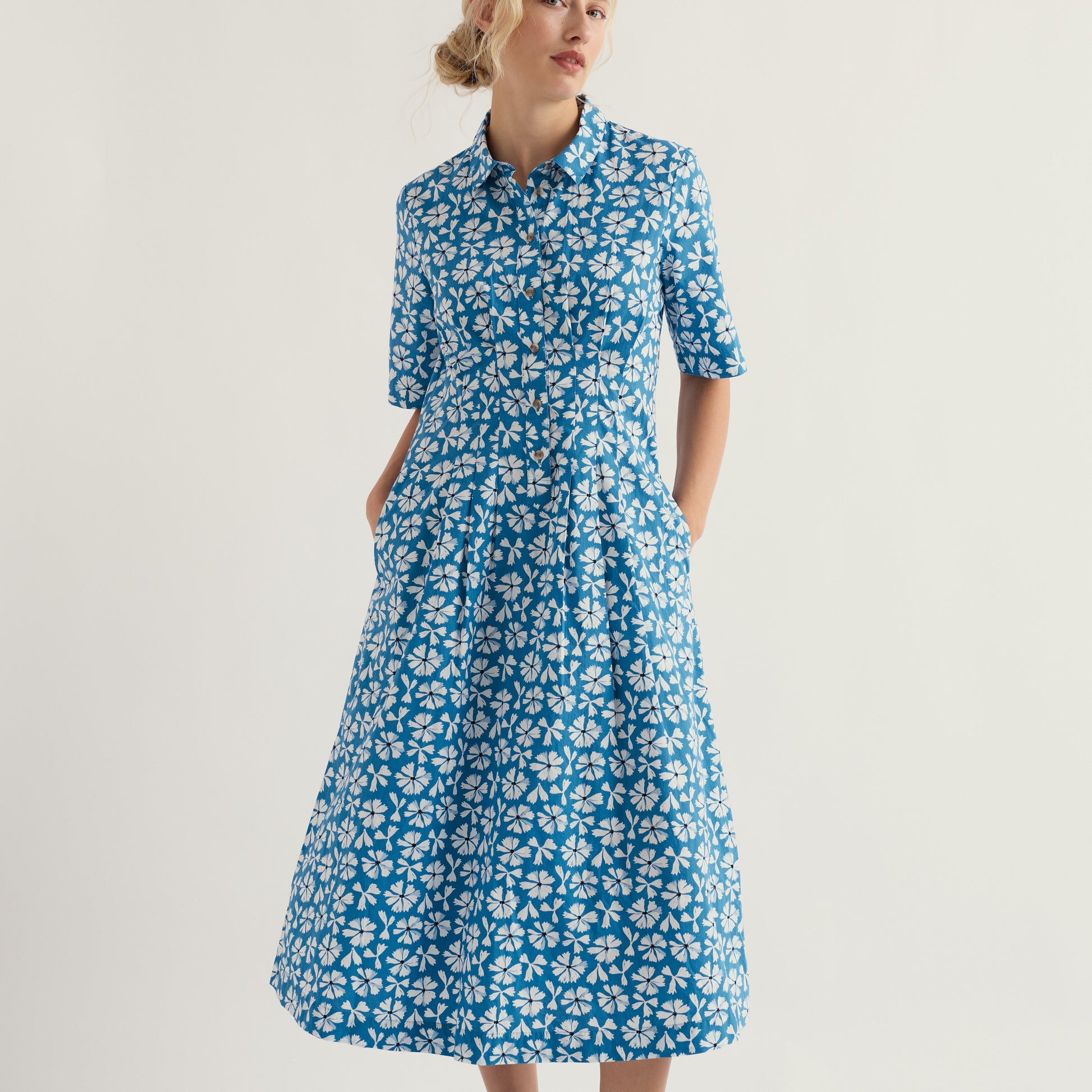 Seasalt Wild Liquorice Dress Bold Cornflower Sailboats