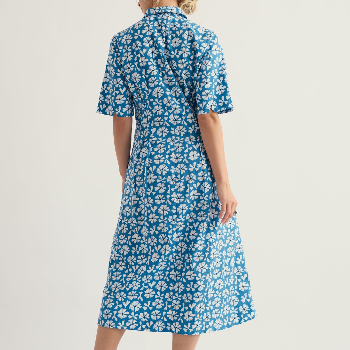 Seasalt Pure Cotton Dress Blue Floral Pattern