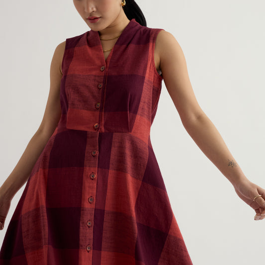 Seasalt Linen dress in red checks