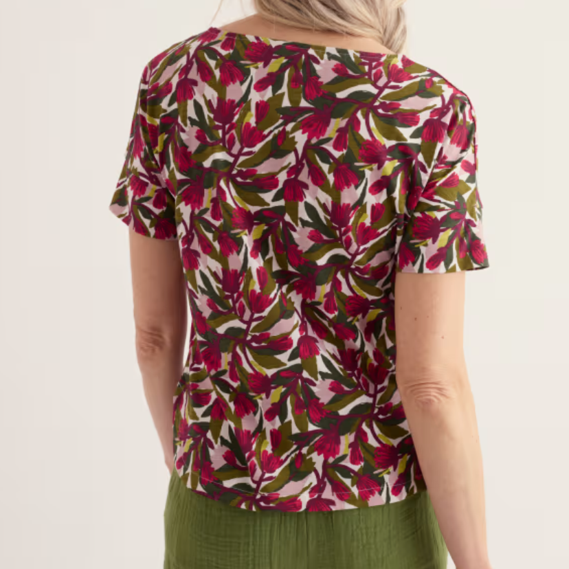Seasalt Women's t-shirt in red floral