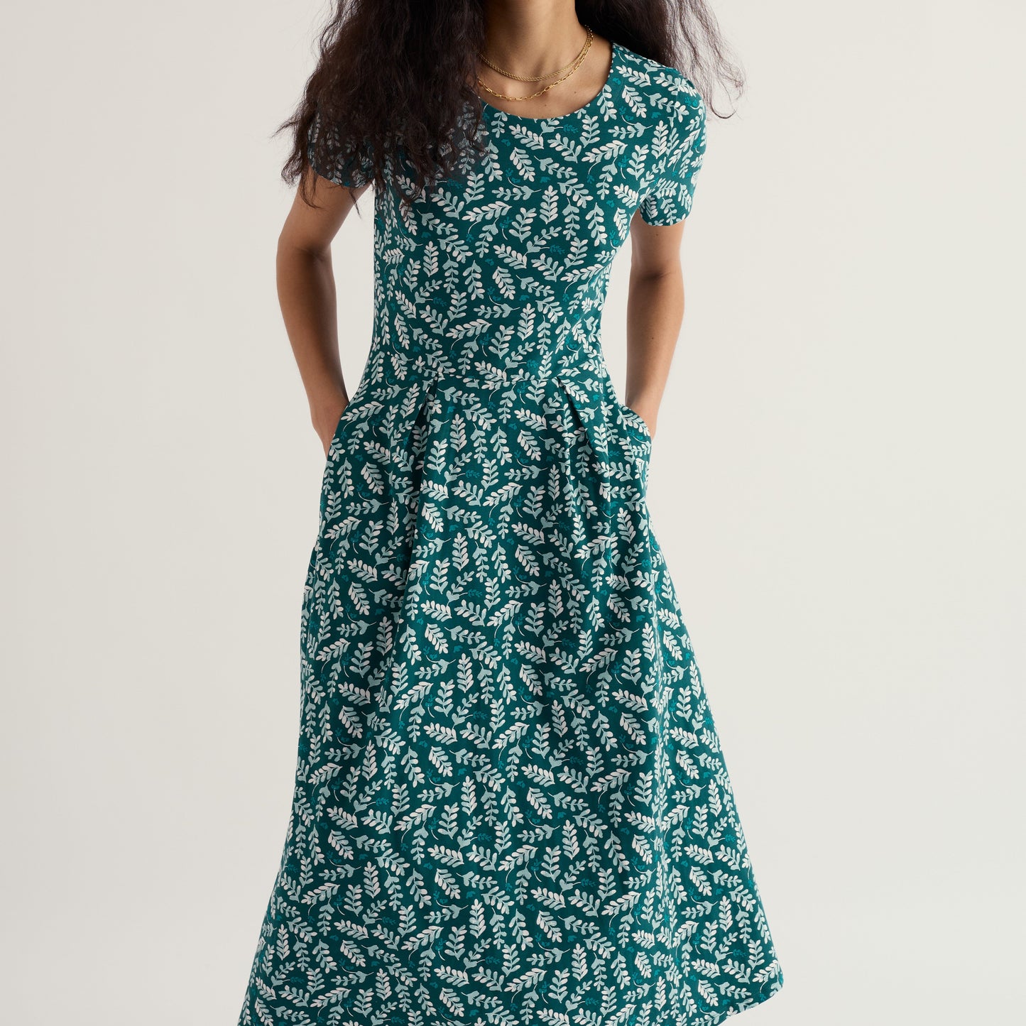 Seasalt Cornwall cotton stretch dress in green