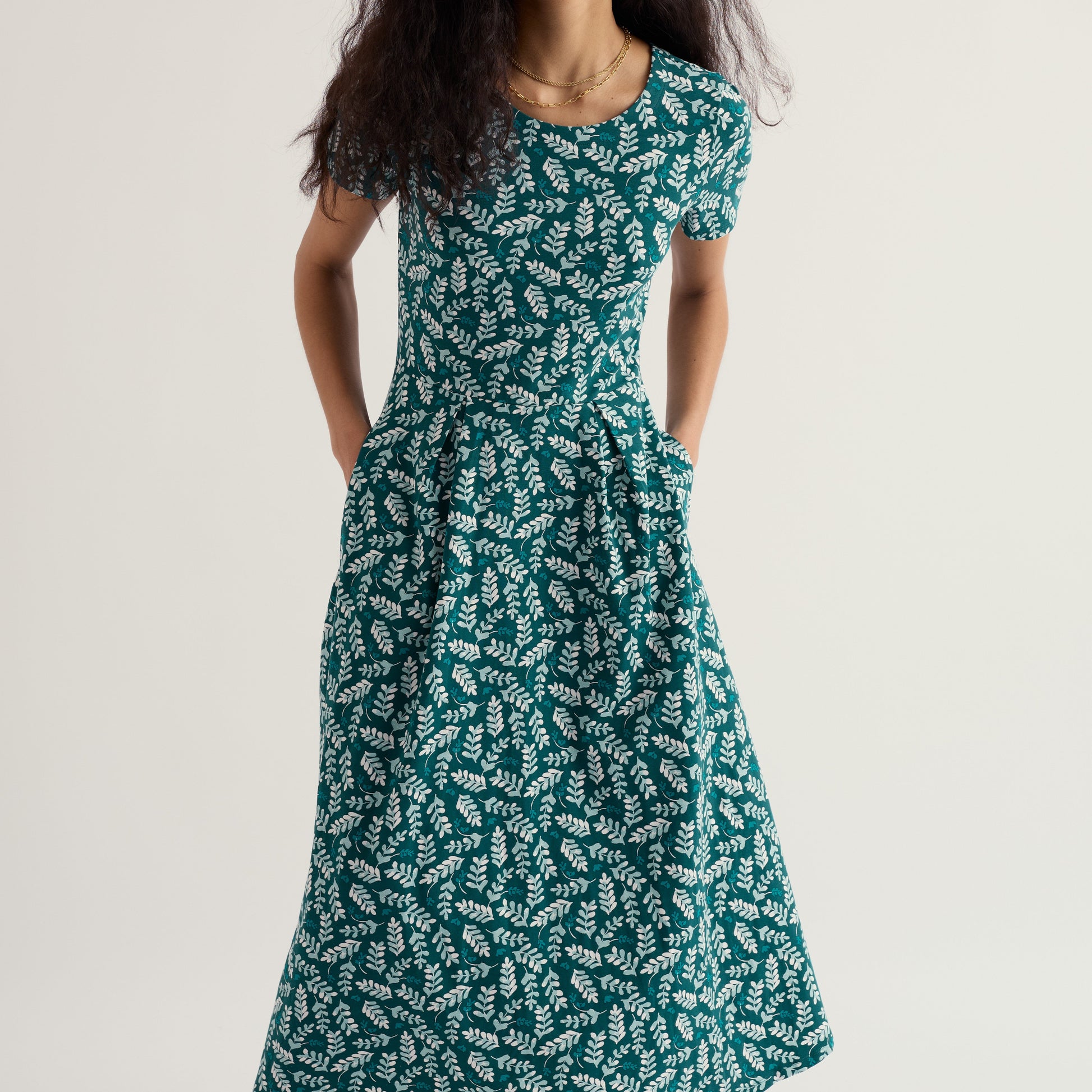 Seasalt Cornwall cotton stretch dress in green