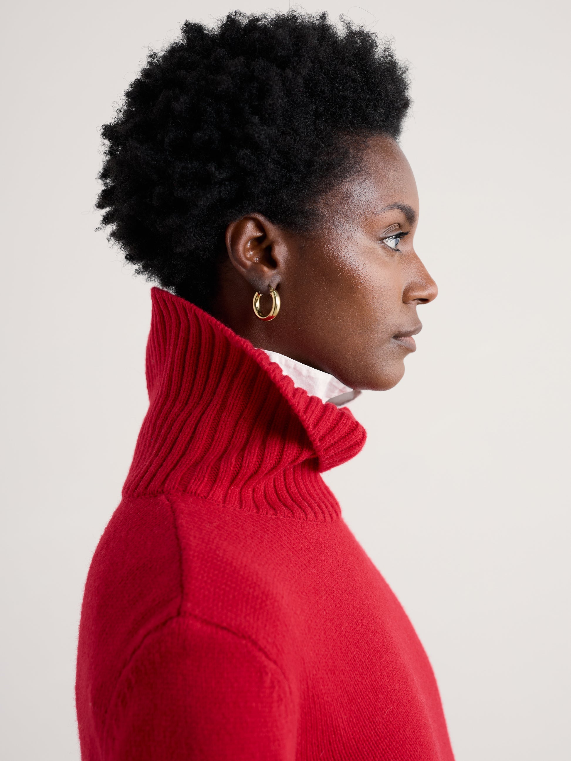 Roll Neck Wool jumper for women in red