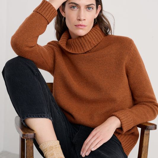 Seasalt Braque roll neck jumper in Rusted.