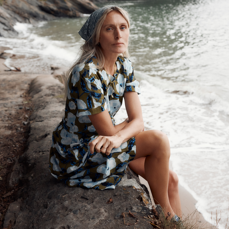 Seasalt floral dress in Olive and blue

