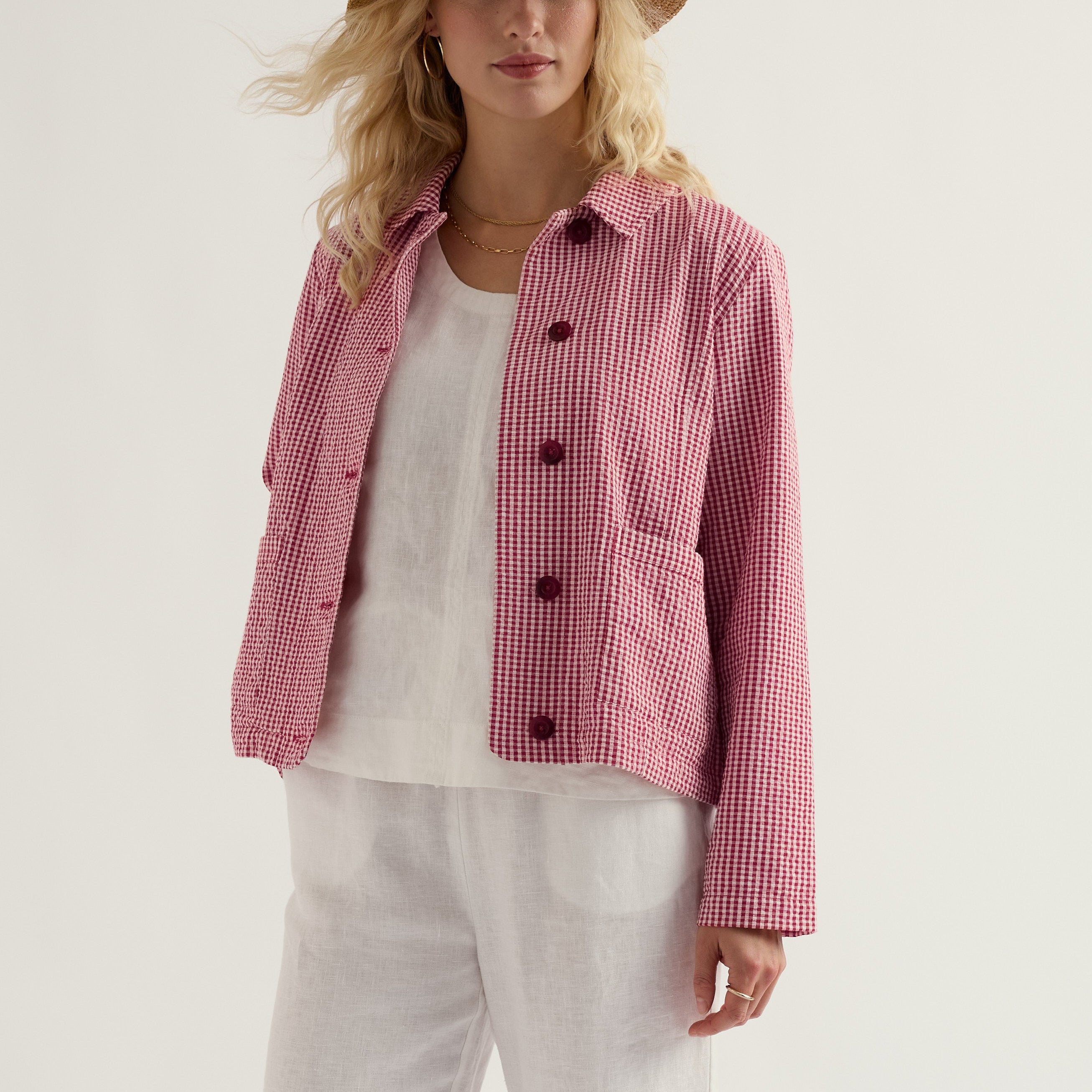 Seasalt Carnon Downs Scarlet Gingham Jacket