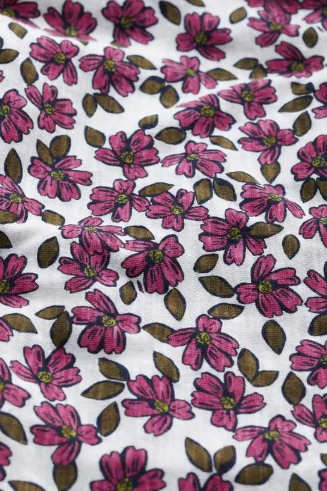 Organic cotton pink floral print jersey shirt from seasalt.