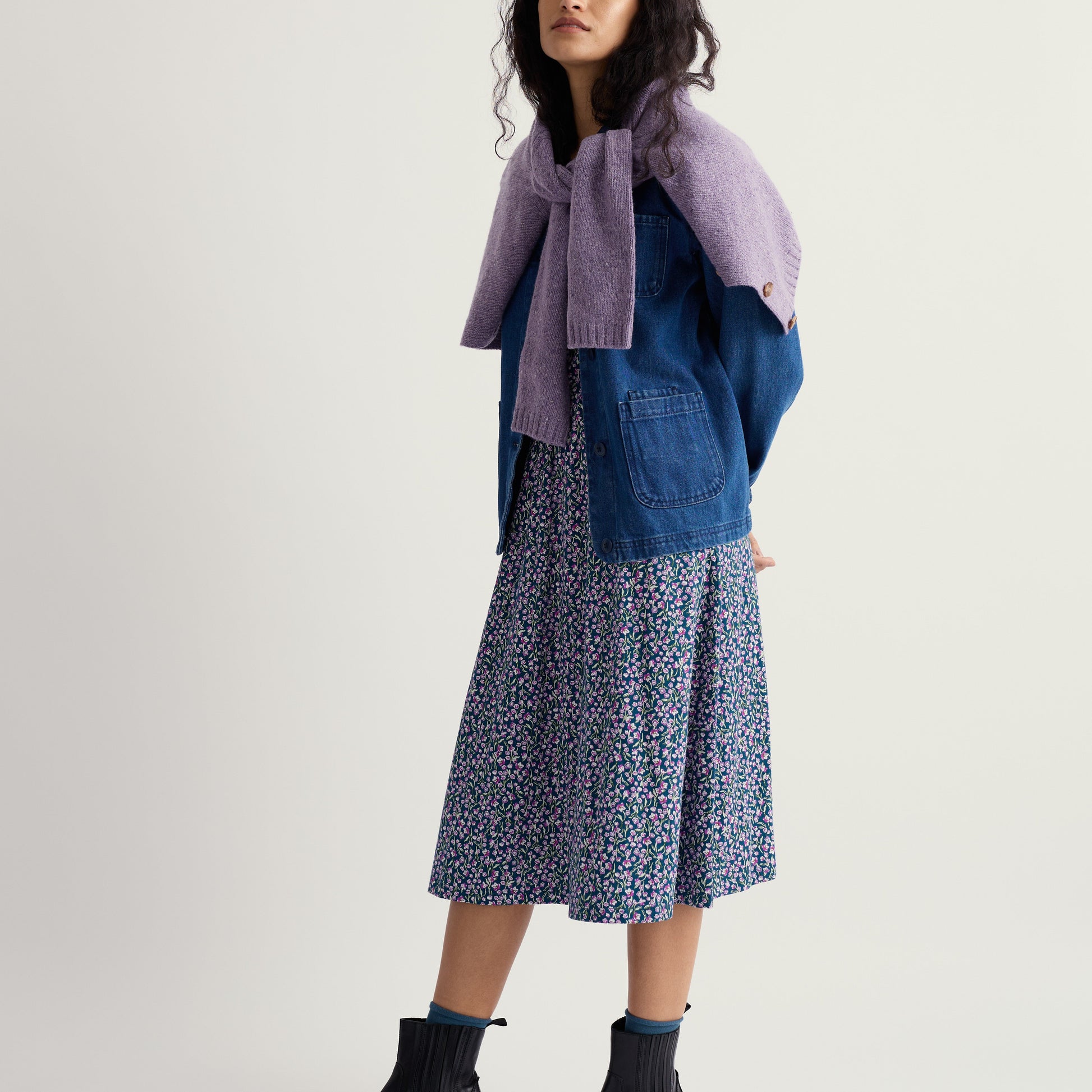 Seasalt Corwall April Dress in Flax Flower Bright orchid