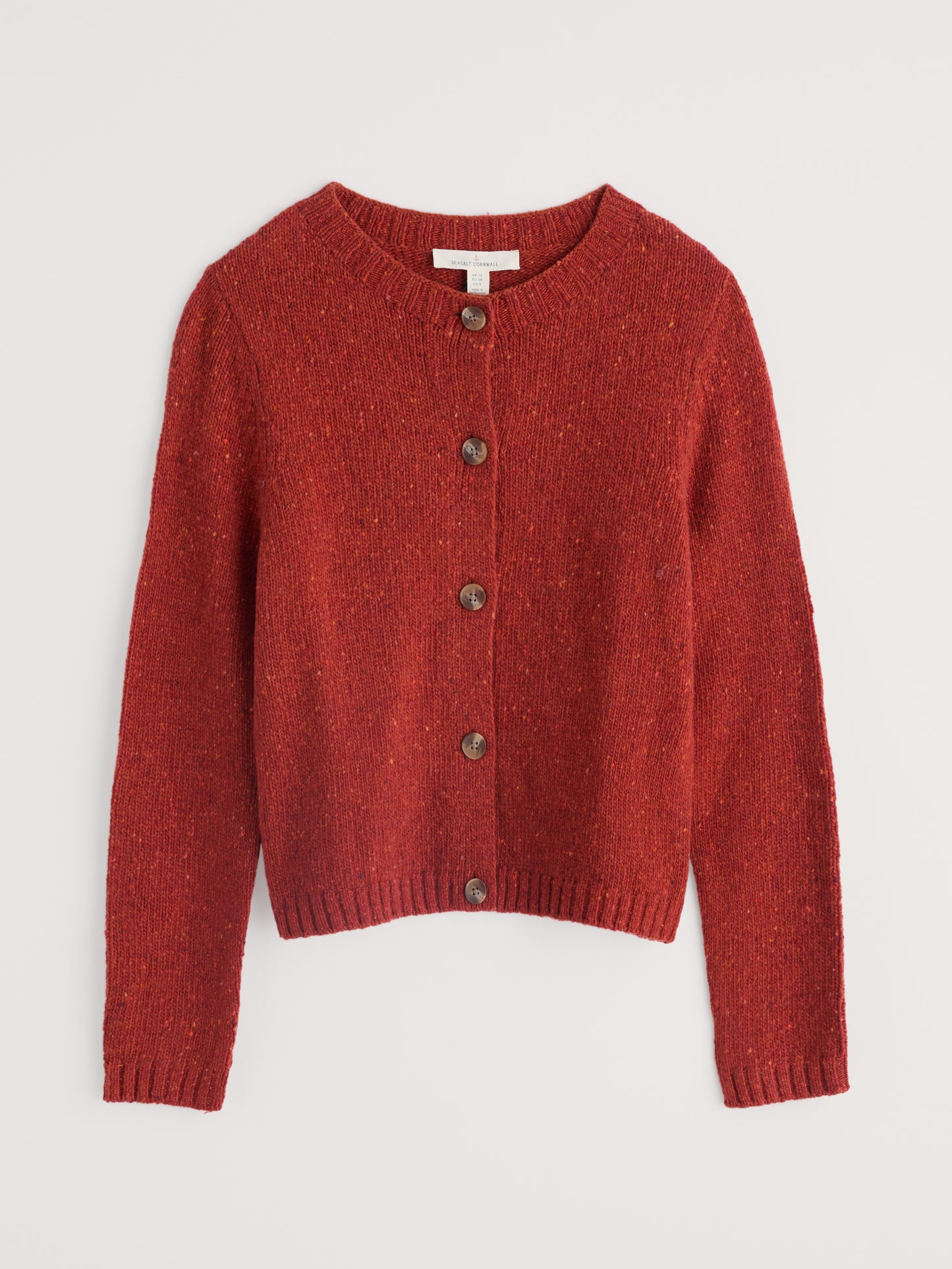 Red Cardigan in Donegal Tweed by Seasalt Cornwall.