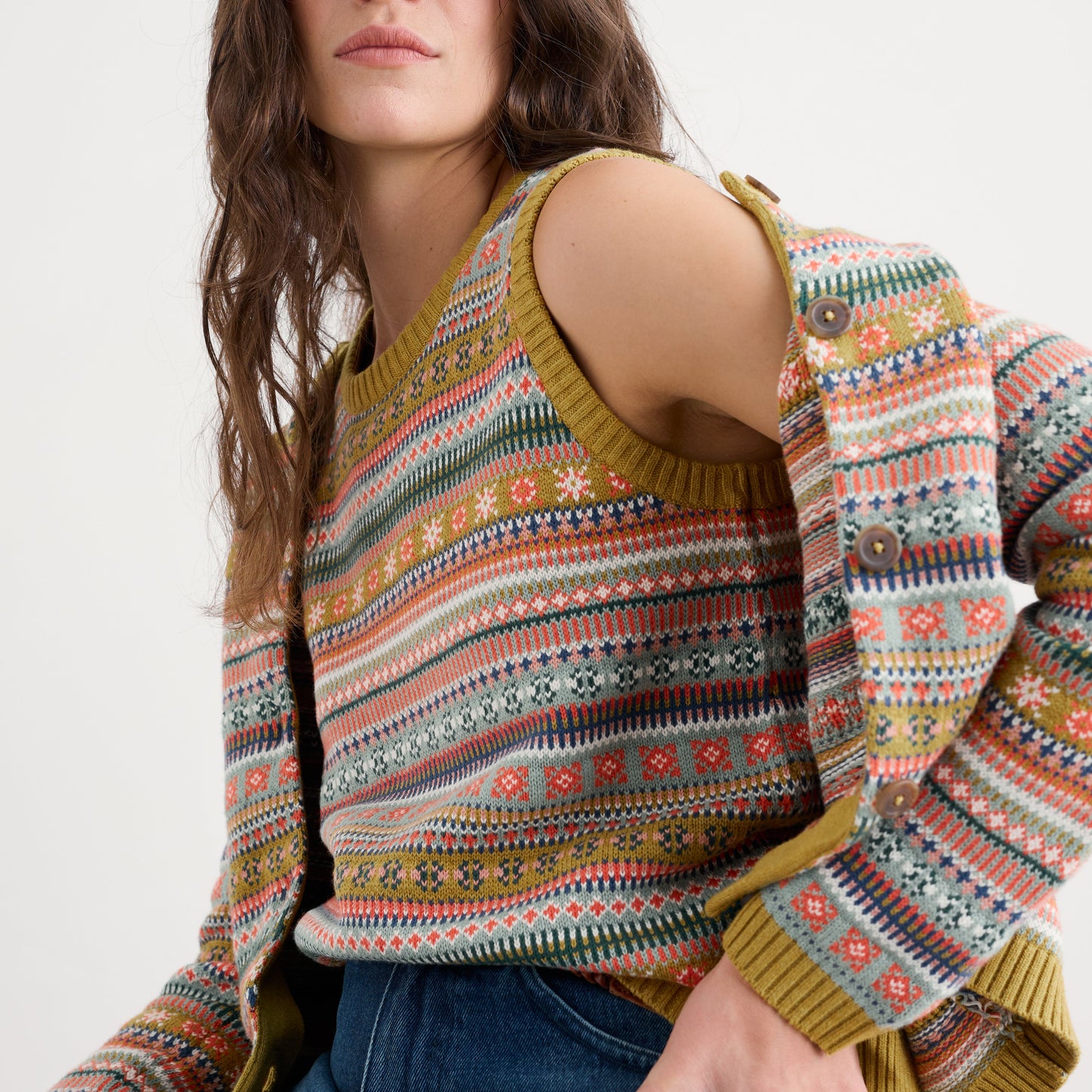 Seasalt Fair Isle Vest in Olive