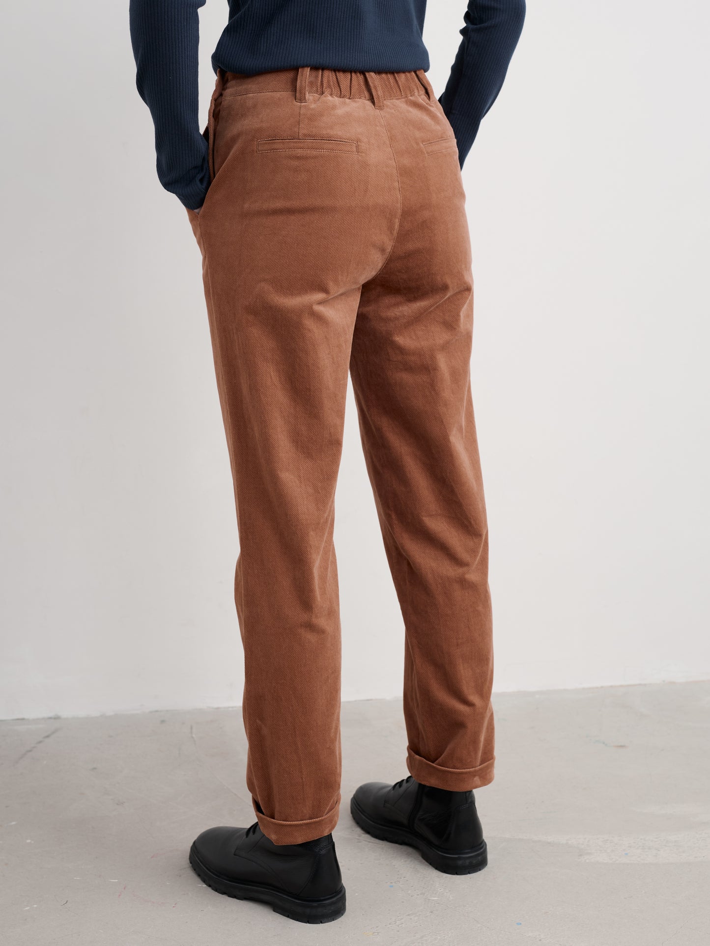 Seasalt Pants with elastic waist in brown cotton