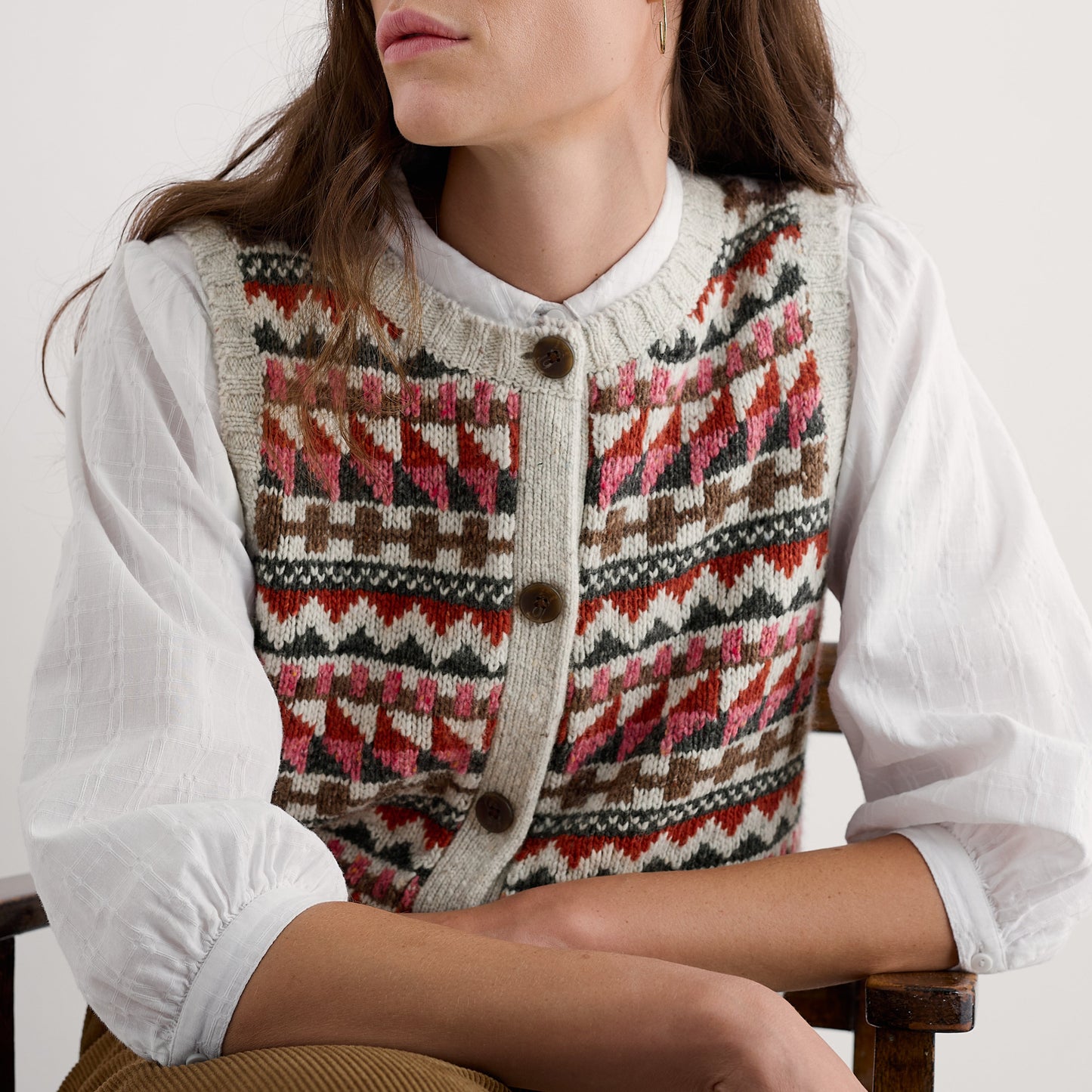 Seasalt Cornwall Faisisle vest in reds