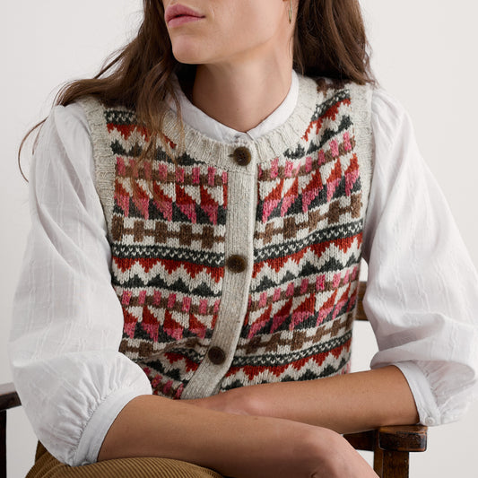 Seasalt Cornwall Faisisle vest in reds