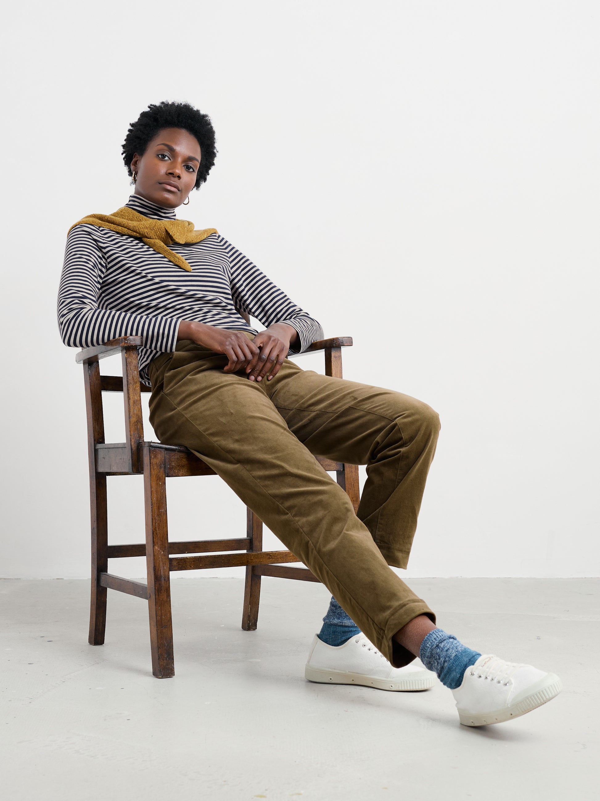 Seasalt Landing Top in Stripe navy and white.