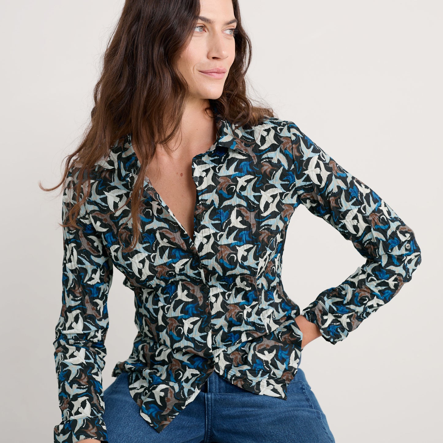Seasalt - Larissa shirt with birds 100% cotton.