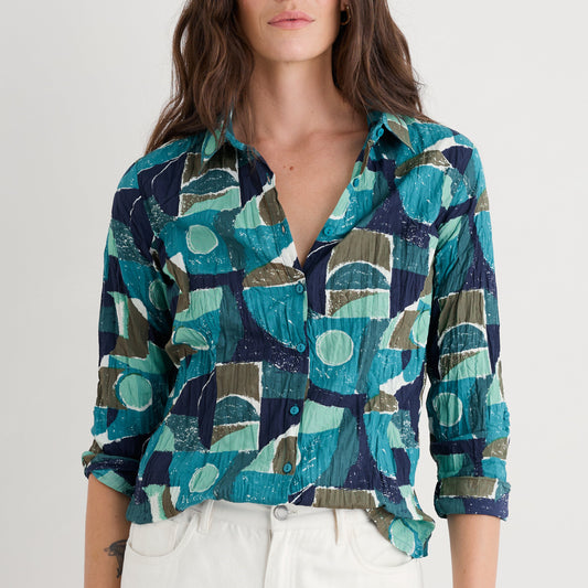 Seasalt Larriss ashirt in blues abstract
